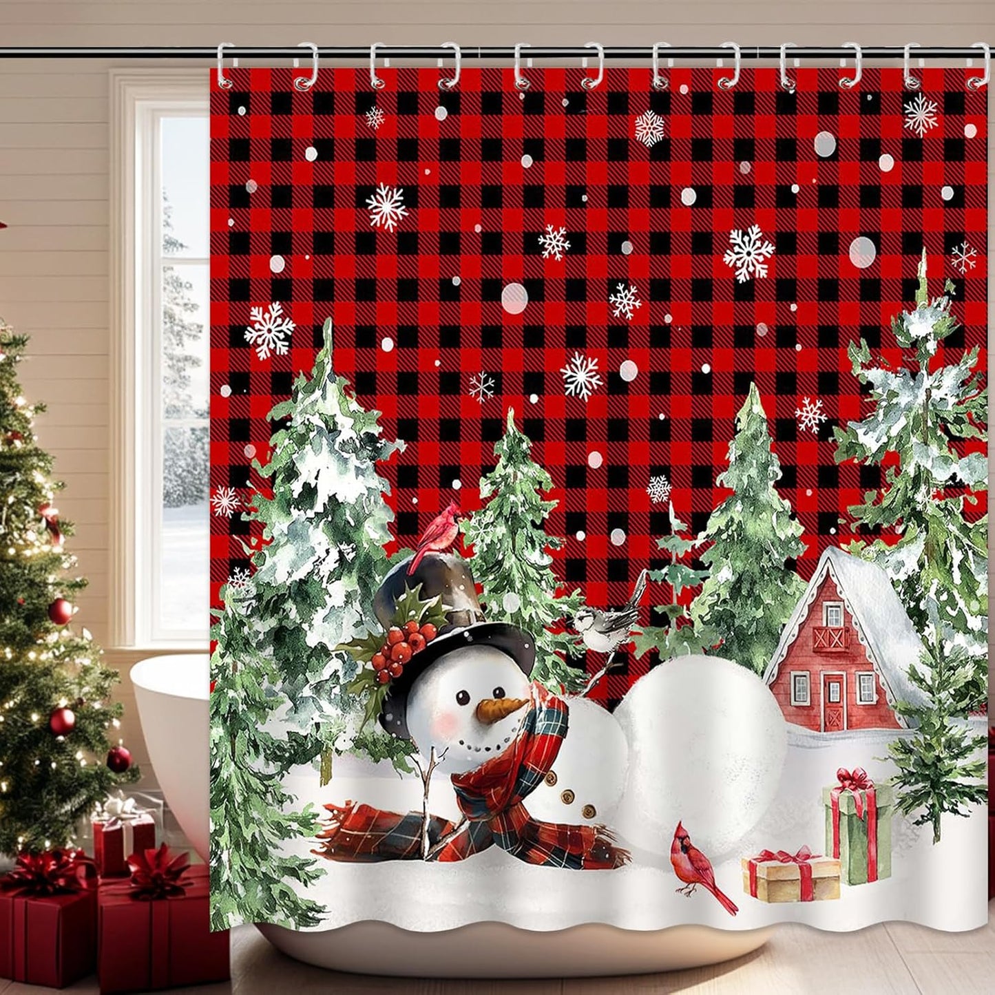 Christmas Cheer Snowman Shower Curtain