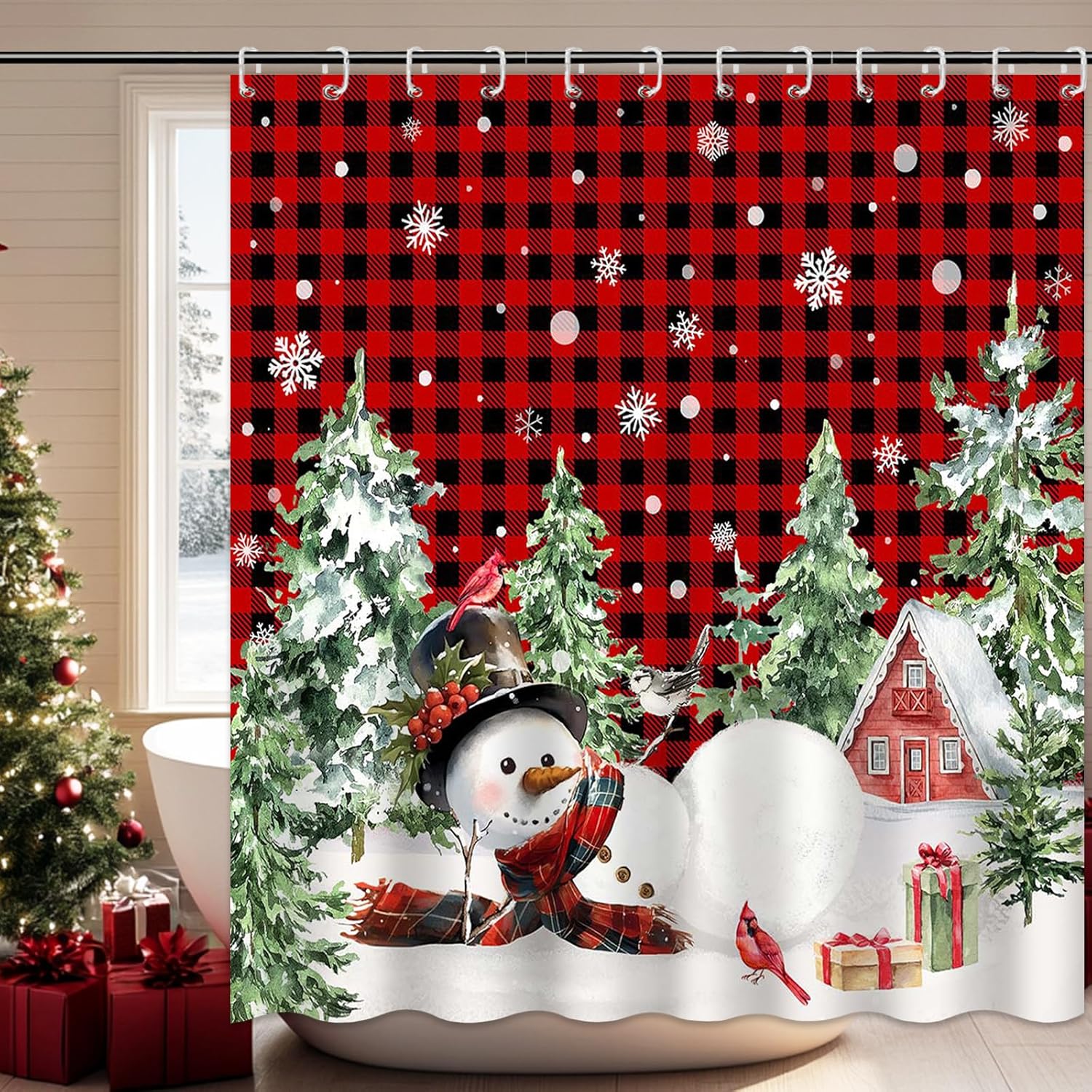 Christmas Cheer Snowman Shower Curtain