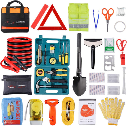 Vetoos Car Roadside Emergency Kit with Jumper Cables and Tools