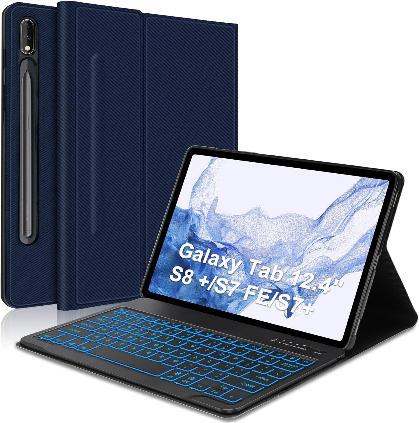 Keyboard Case for Samsung Galaxy Tab S8+/S7 FE with Backlit