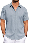 J.VER Men's Linen Shirt Casual Short Sleeve Button Down - Beach Ready