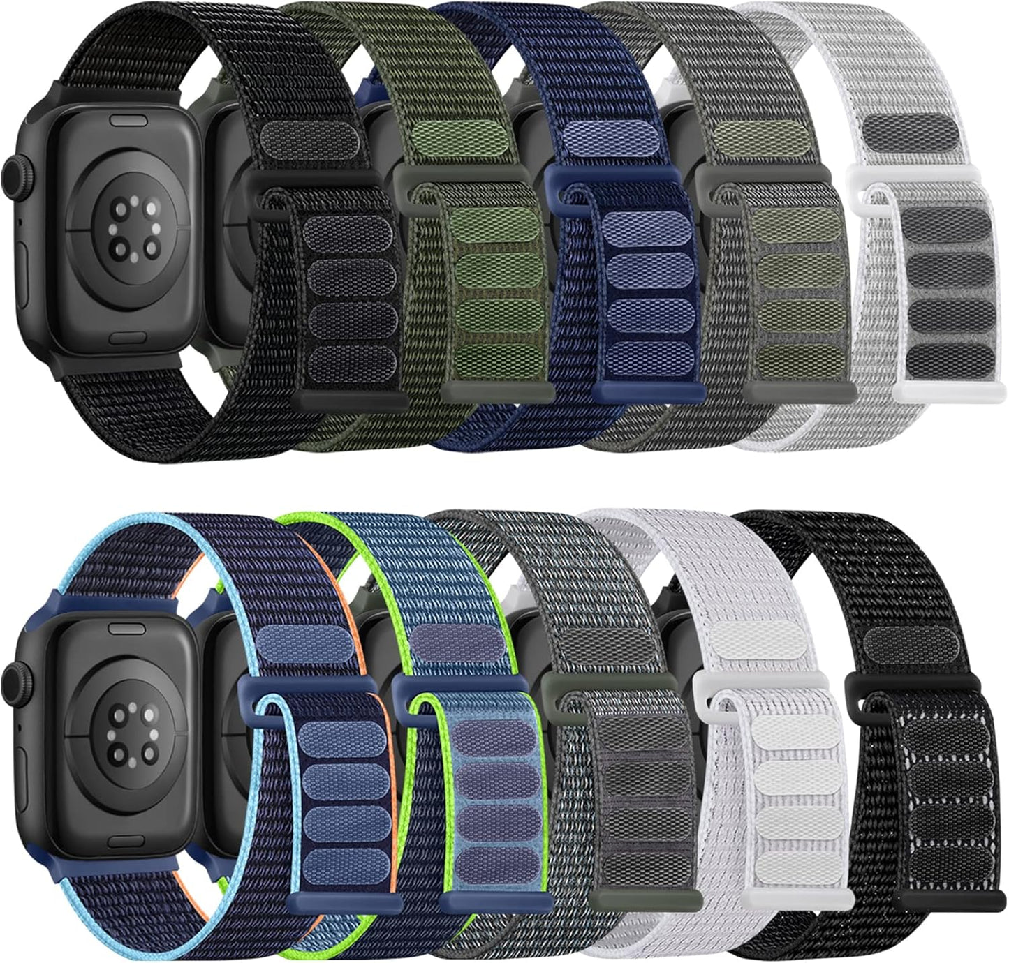 Breathable Nylon Solo Loop Bands for Apple Watch - 10 Pack
