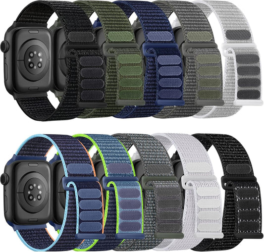 Breathable Nylon Solo Loop Bands for Apple Watch - 10 Pack