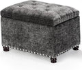 Storage Ottoman Bench 24 in Velvet with Hidden Compartment - Stylish
