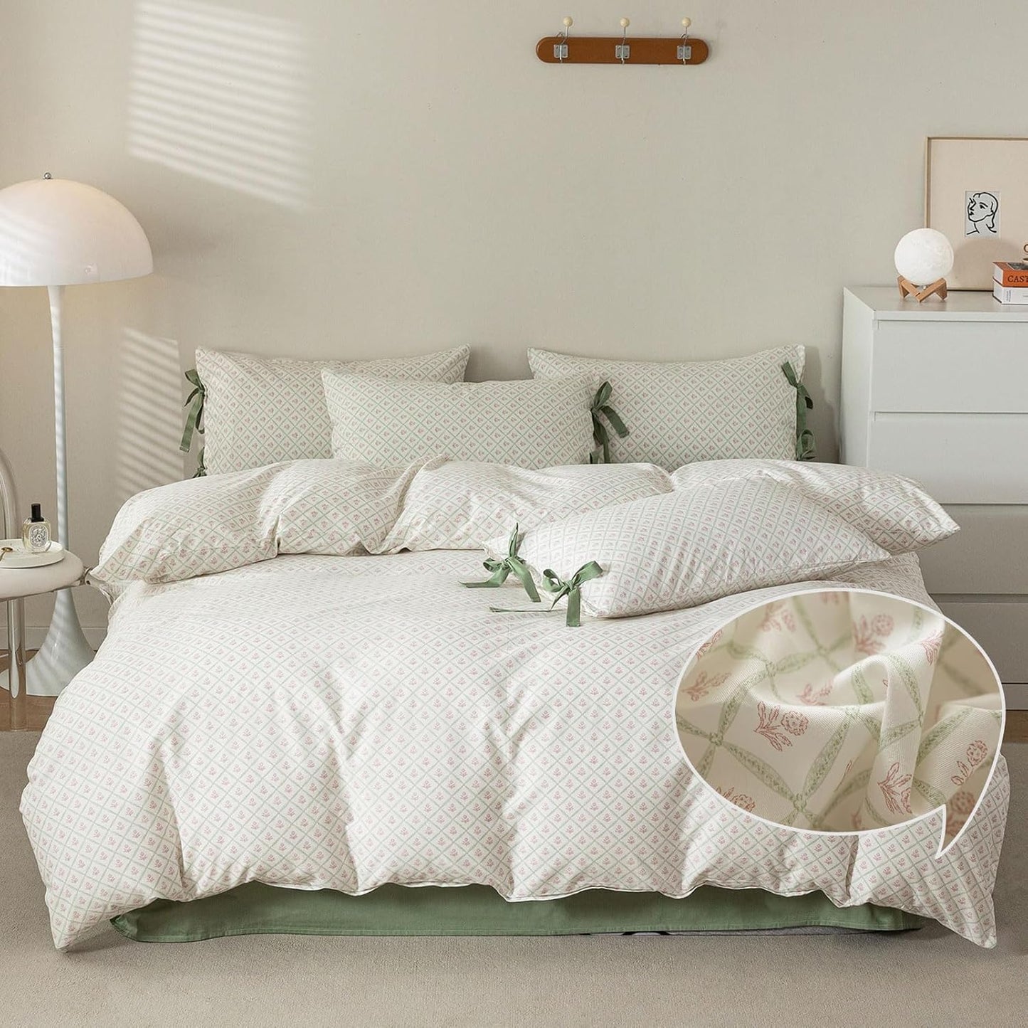 VM VOUGEMARKET Red Flower Duvet Cover Set for Queen Beds