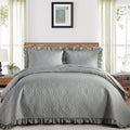 DJY Grey Quilt Sets King Size Ruffled Quilt Set - Soft All-Season