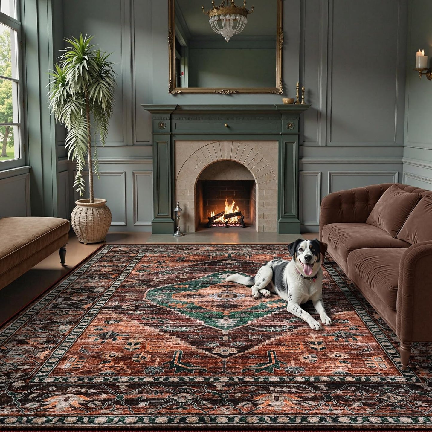 Lahome 8x10 Ultra-Thin Non-Slip Washable Living Room Rug