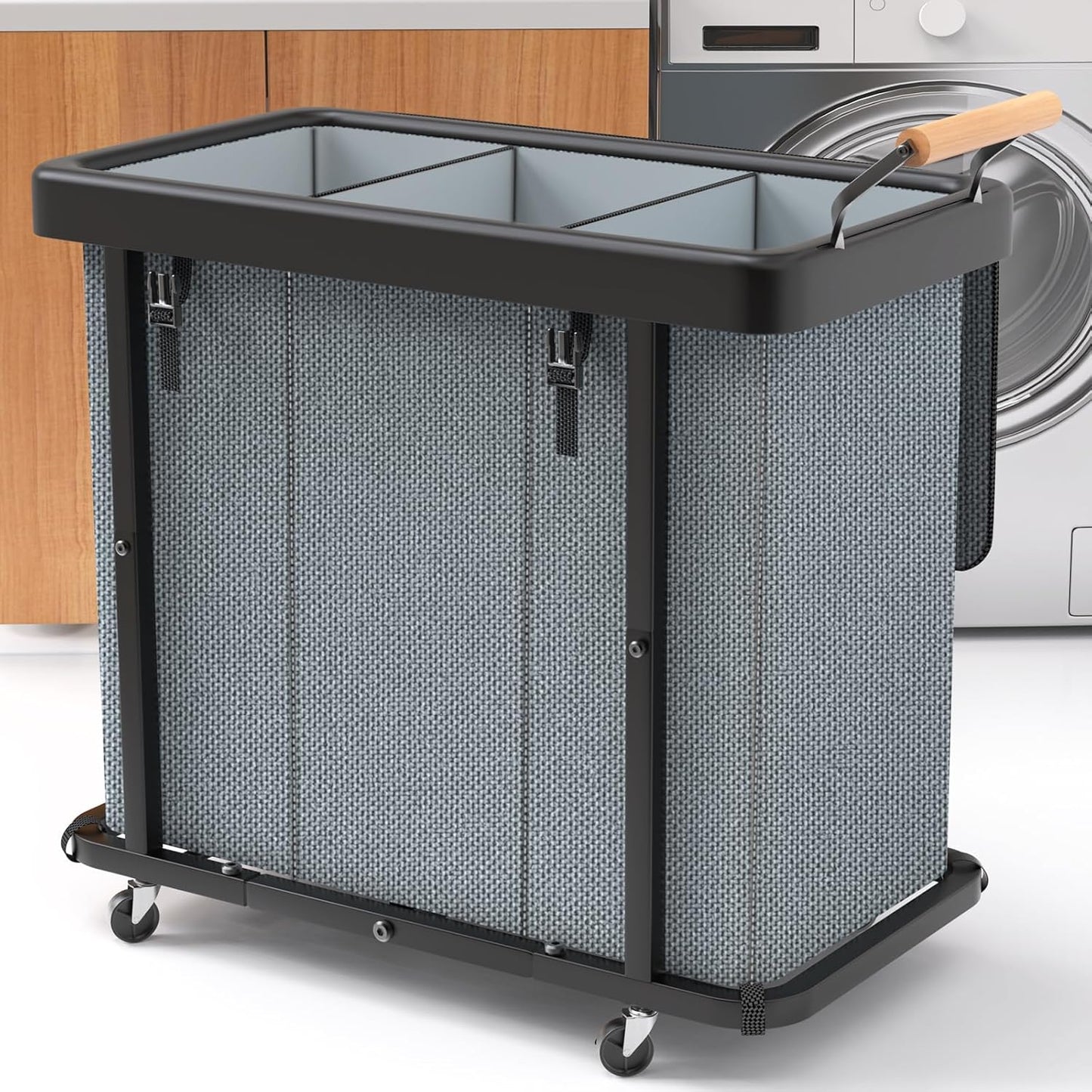 230L Extra Large Fashion Laundry Sorter with Lid and Wheels