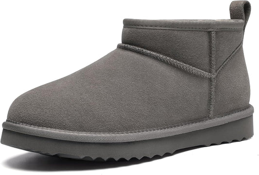 Genuine Suede Mini Boots for Women Winter Fuzzy Snow Boots