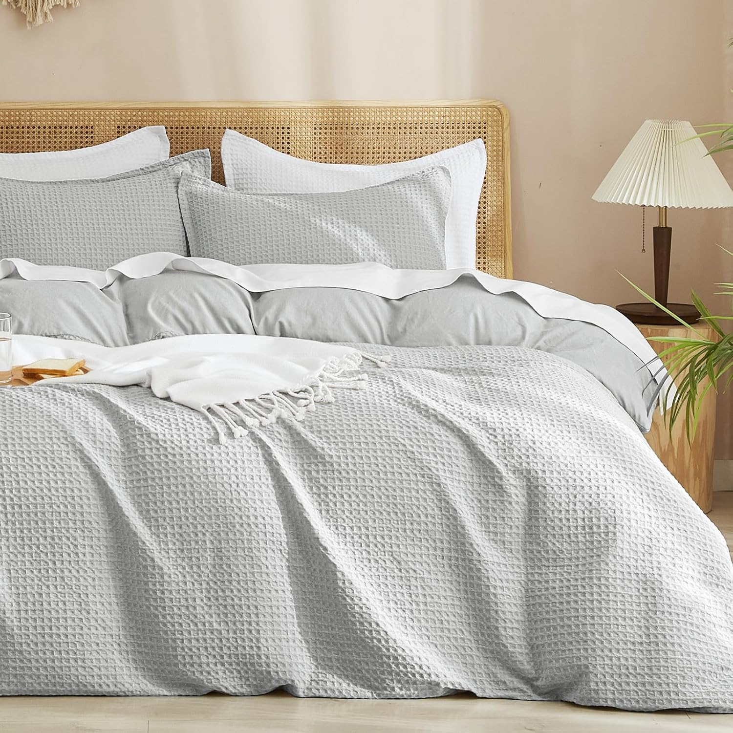 PHF Waffle Weave Duvet Cover Set for Twin/Twin XL Sizes