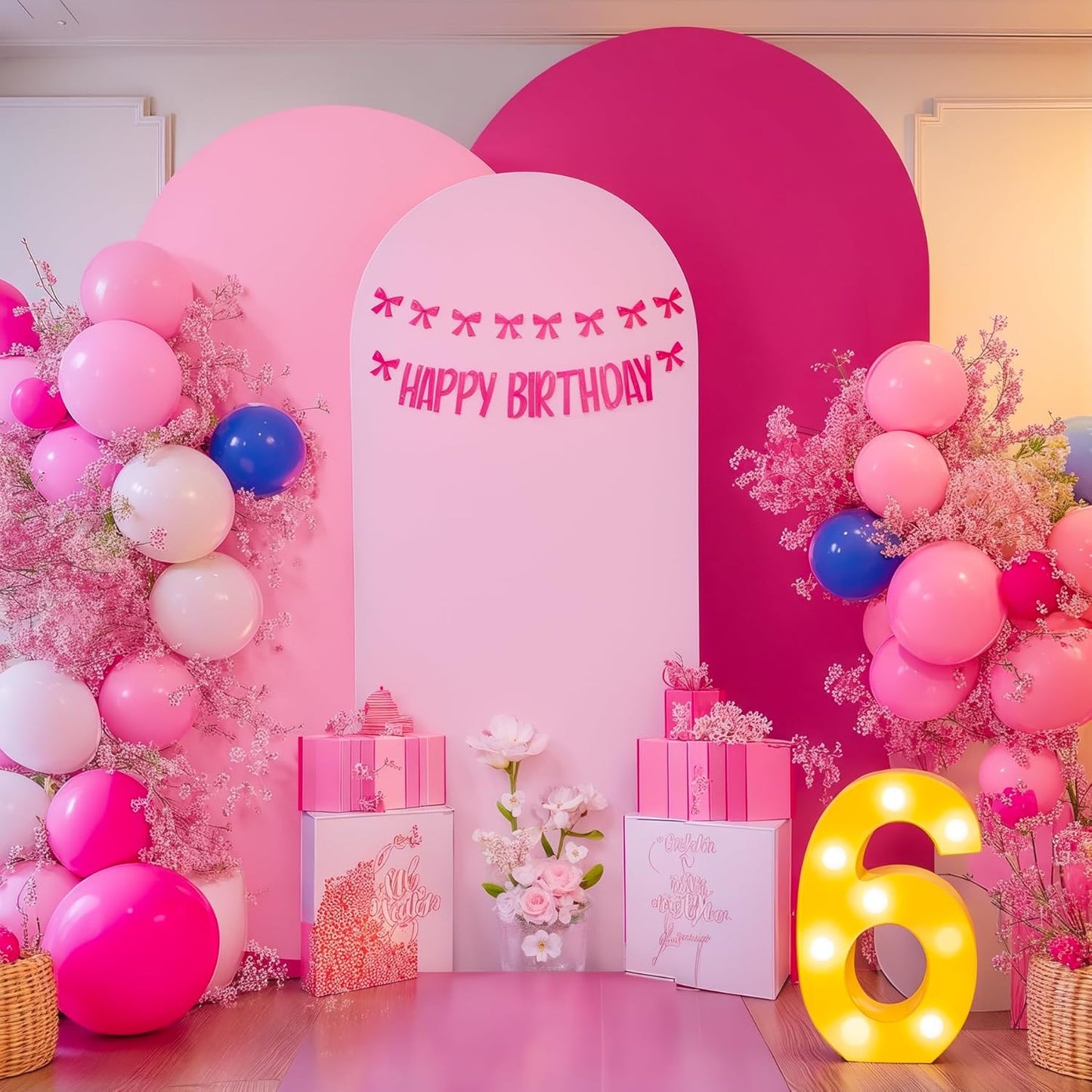 Gradient Pink Arch Backdrop Cover Set of 3 for Events and Parties