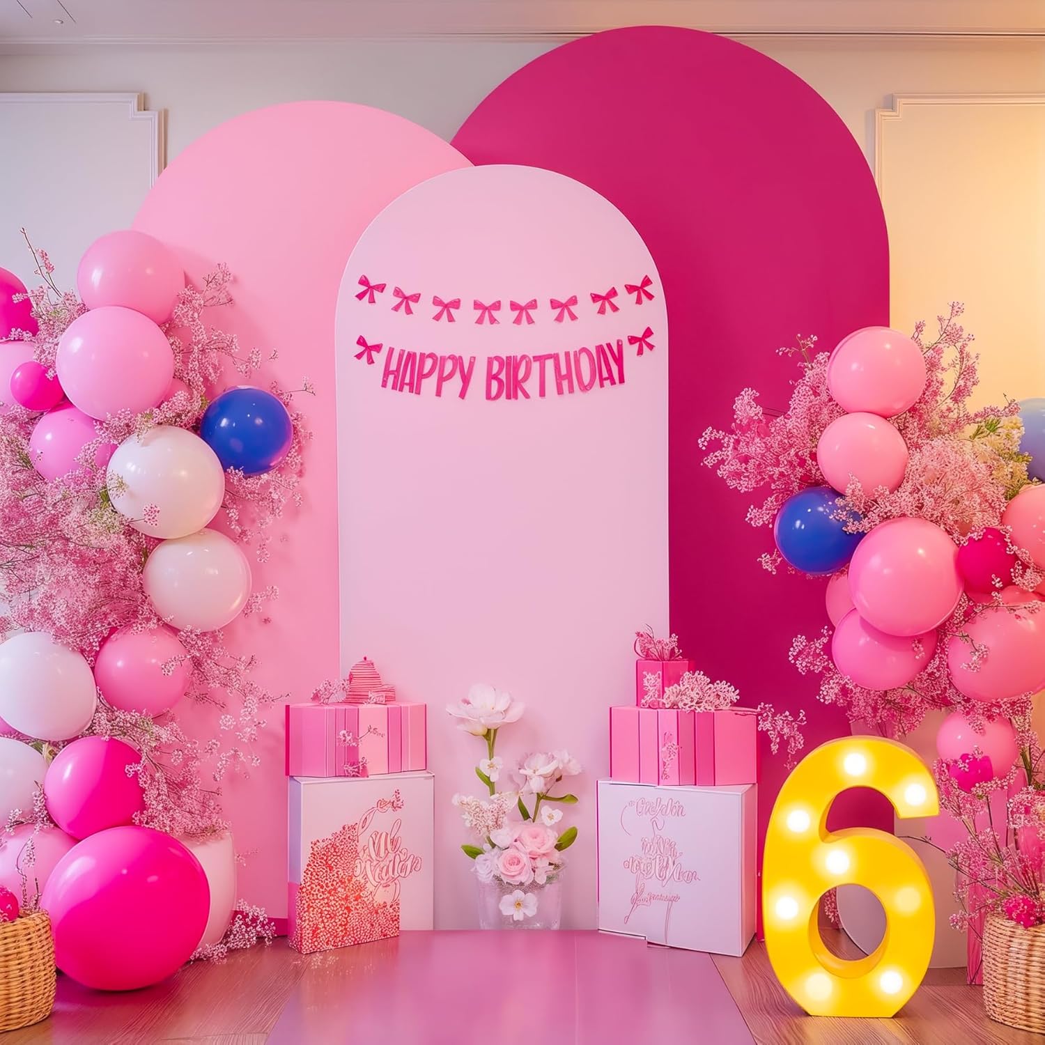 Gradient Pink Arch Backdrop Cover Set of 3 for Events and Parties