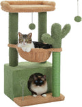 PEQUTLI 4-in-1 Cactus Cat Tree, 33 in - Compact Condo, Scratcher