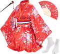 Japanese Anime Women's Dance Kimono Robe with Fans and Accessories