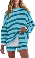 LAMISSCHE Womens Oversized Lounge Set - Soft Striped 2 Piece