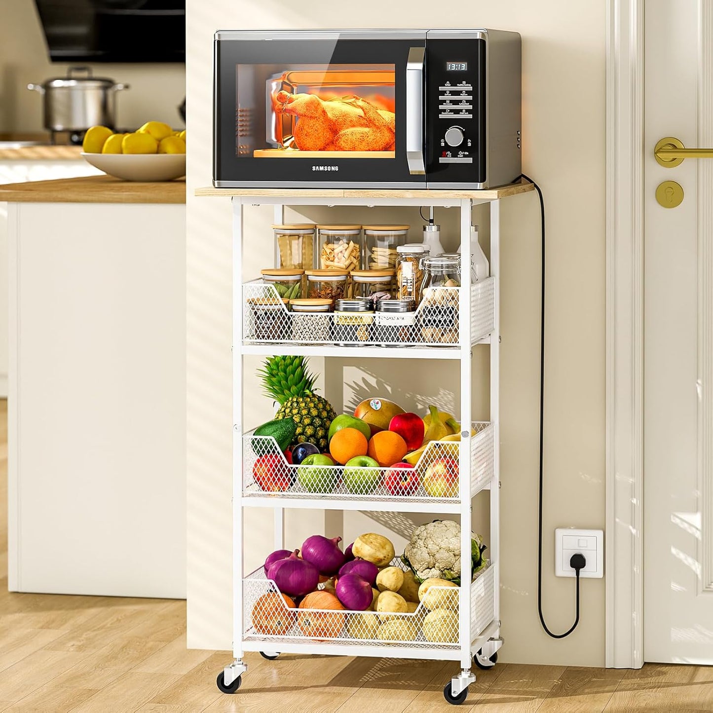 3-Tier Kitchen Microwave Cart - Portable Storage Solution
