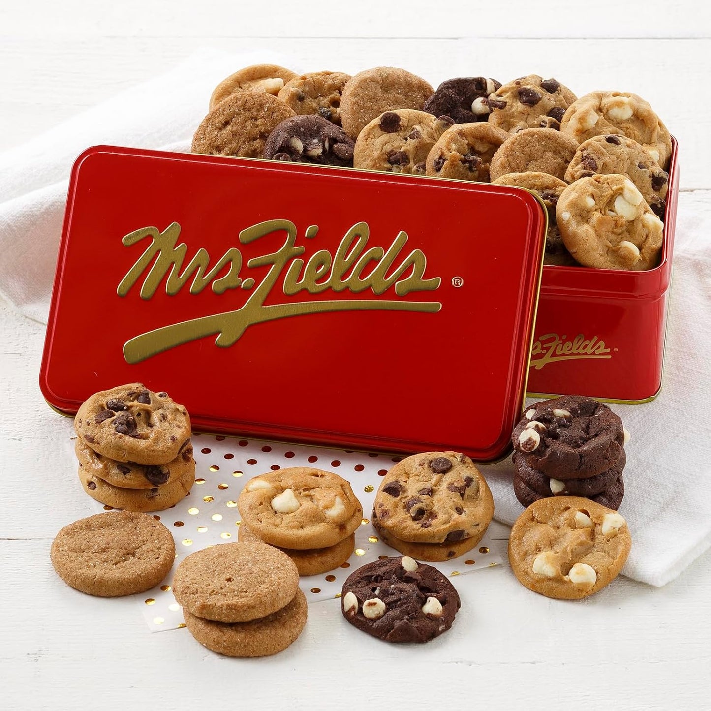 Mrs. Fields 30 Nibblers Signature Cookie Tin with Assorted Flavors