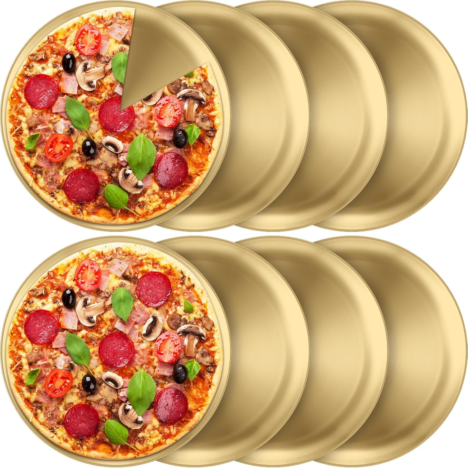 Stainless Steel Pizza Pans Set of 8 for Baking and Serving