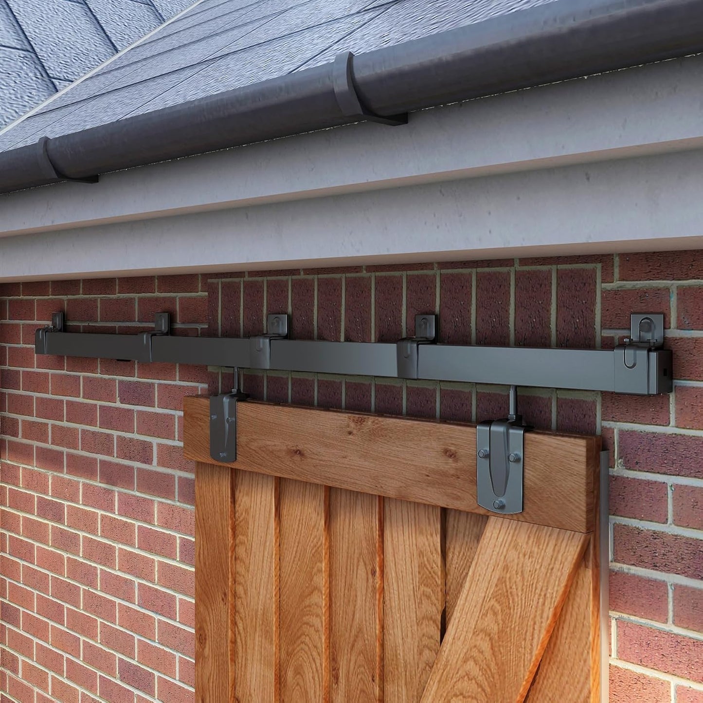 JUBEST 7.5FT Box Rail Barn Door Hardware Kit for Easy Installation