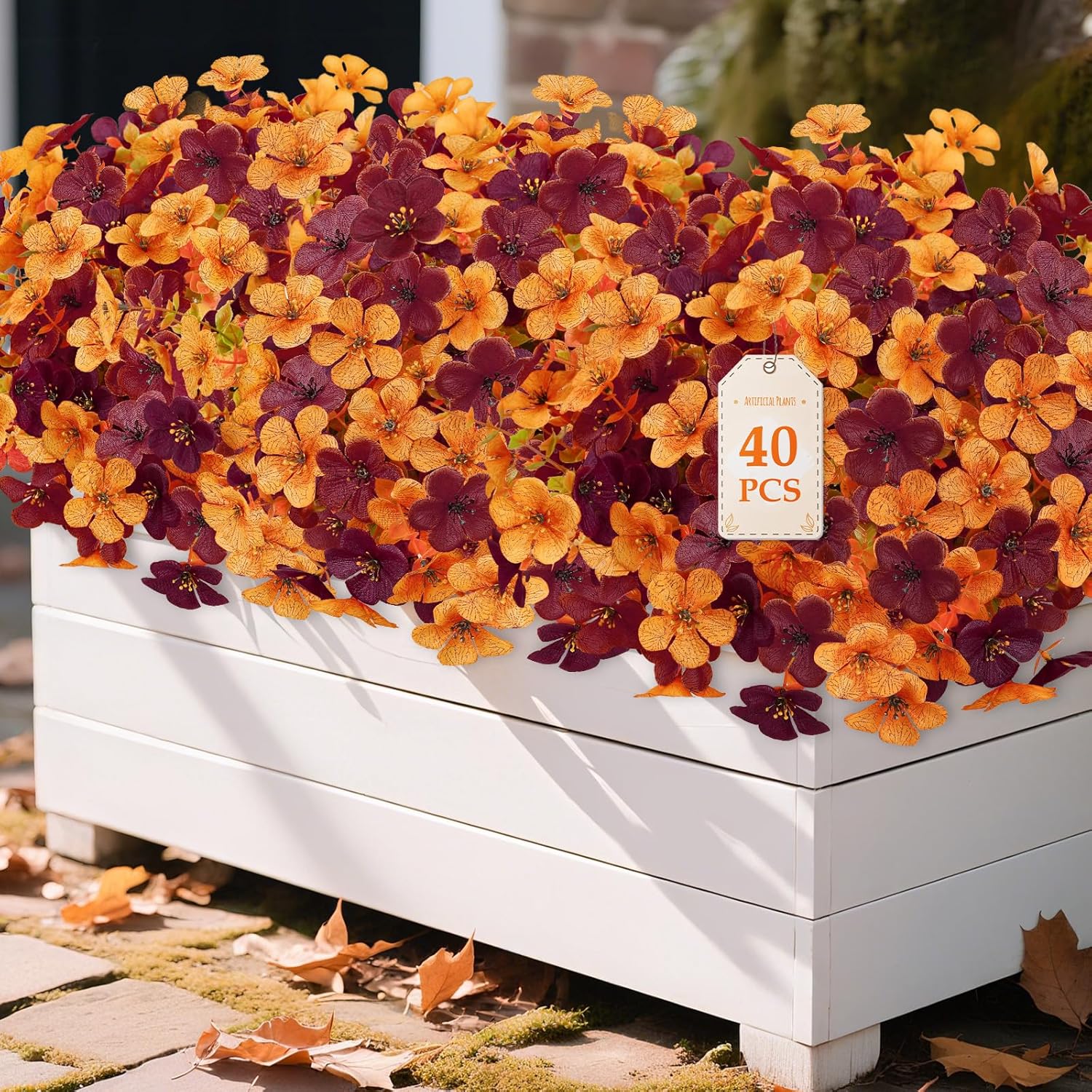 40 Bundles Artificial Fall Mums Flowers for Outdoor Decor