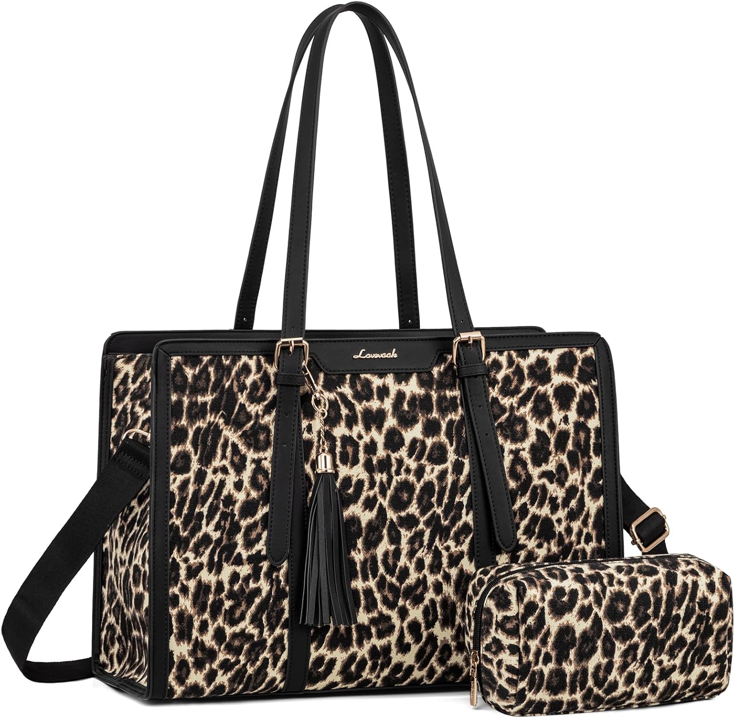 LOVEVOOK Lightweight Canvas Laptop Tote Bag for Women 15.6 in