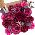 Serwalin Artificial Flowers Dark Magenta Hot Pink Faux Bouquet - DIY