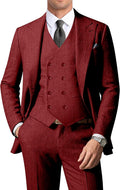 Men's Herringbone Tweed 3 Piece Suit for Men - Retro Peak Lapel