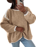 KIRUNDO Womens Oversized Chunky Knit Crew Neck Sweater - Cozy Fit