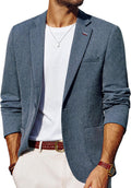 Mens Linen-Texture Slim Fit Blazer Jacket for Summer - Lightweight One