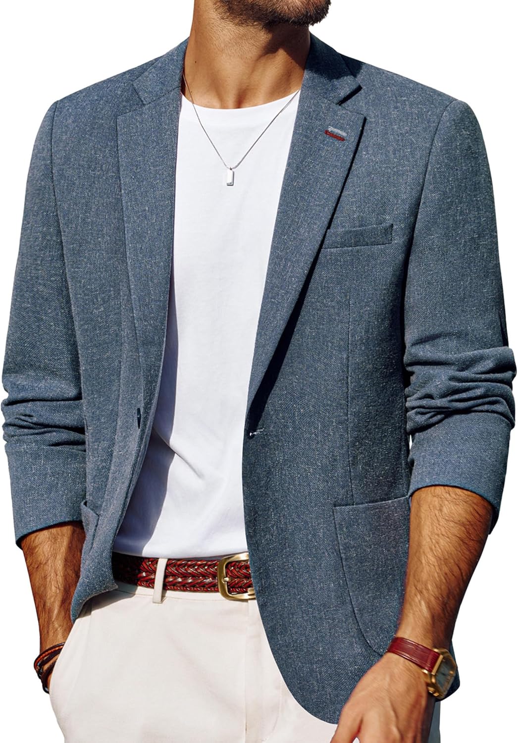 PJ PAUL JONES Mens Blazer Lightweight One Button Suit Jacket