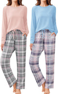 Ekouaer 2 Pack Women Pajama Long Sleeve Sleepwear Sets - Soft Shoes