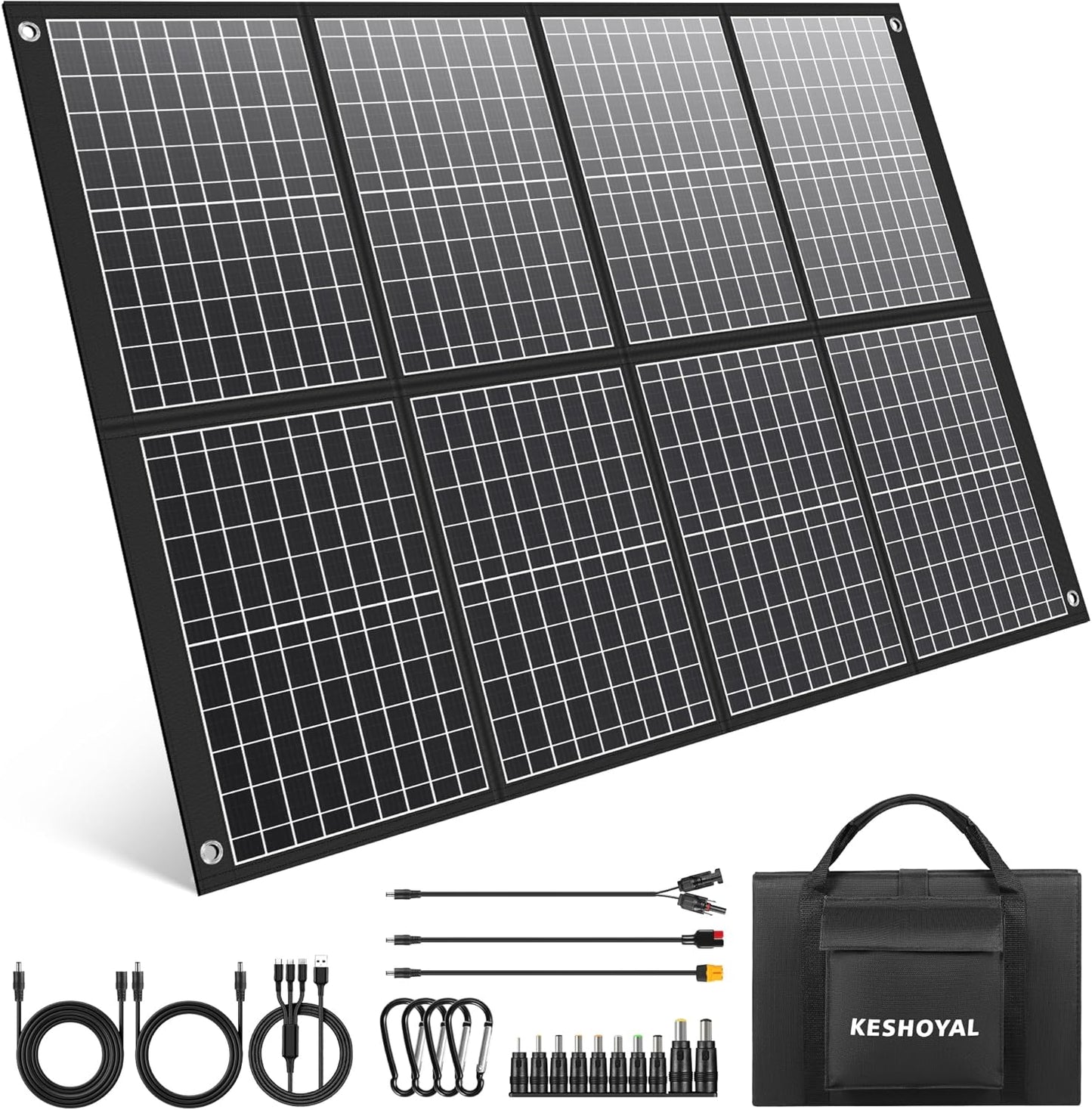 Keshoyal 100W Foldable Solar Panel - Power Your Adventures!