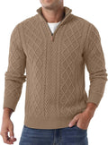 Askdeer Men's Quarter Zip Sweater Mock Neck Pullover - Warm Casual
