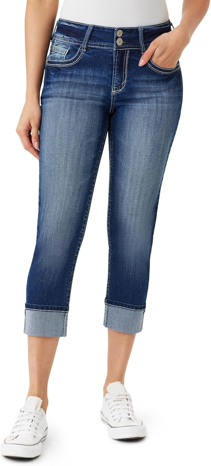 Luscious Curvy Mid-Rise Cropped Jeans for Women by WallFlower