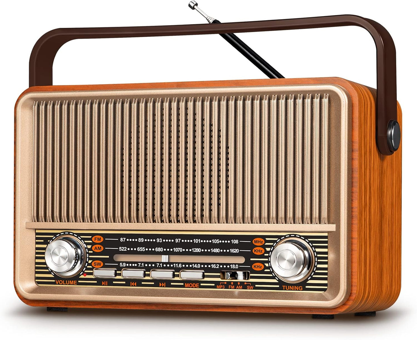 PRUNUS J-120 Portable AM FM Radio with Bluetooth and AUX Input