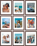 11x14 Picture Frames Set of 9 - Walnut Wood Look Frames for Wall