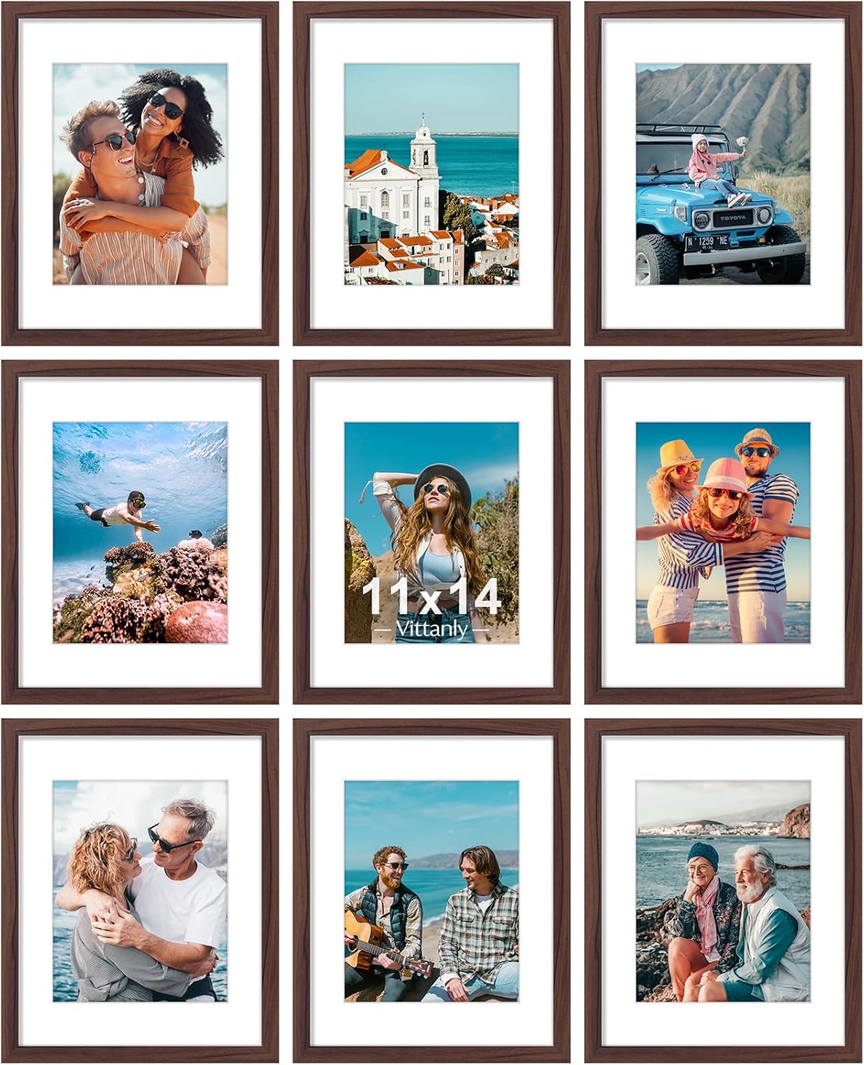 Vittanly 11x14 Picture Frames Set of 9 for Wall or Tabletop