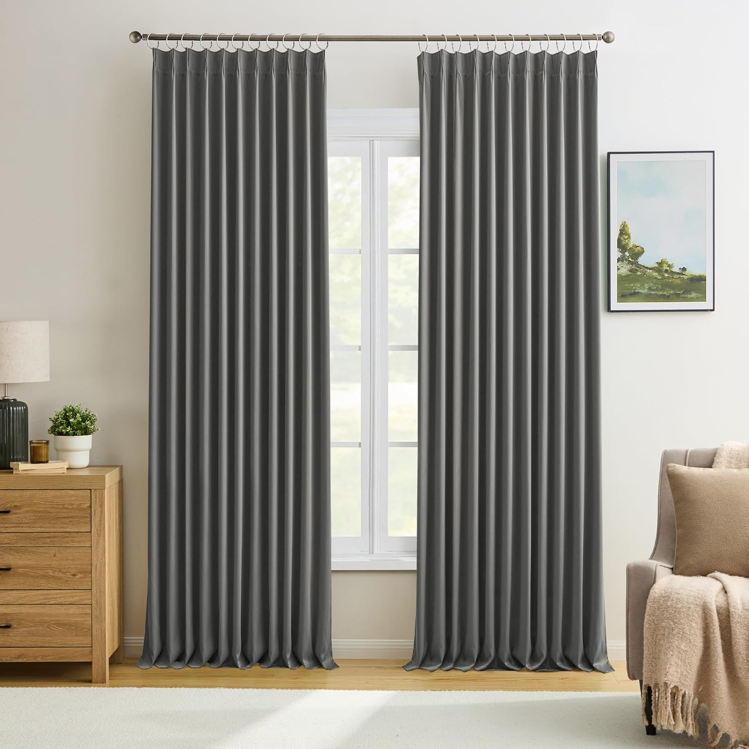 KEQIAOSUOCAI Blackout Pinch Pleated Curtains for Any Room