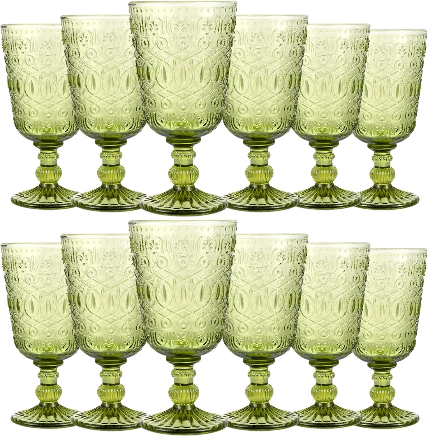 Vintage Green Wine Glasses Set of 12 for Elegant Occasions