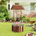 VINGLI Wooden Wishing Well Outdoor Planter - Rustic Garden Decor