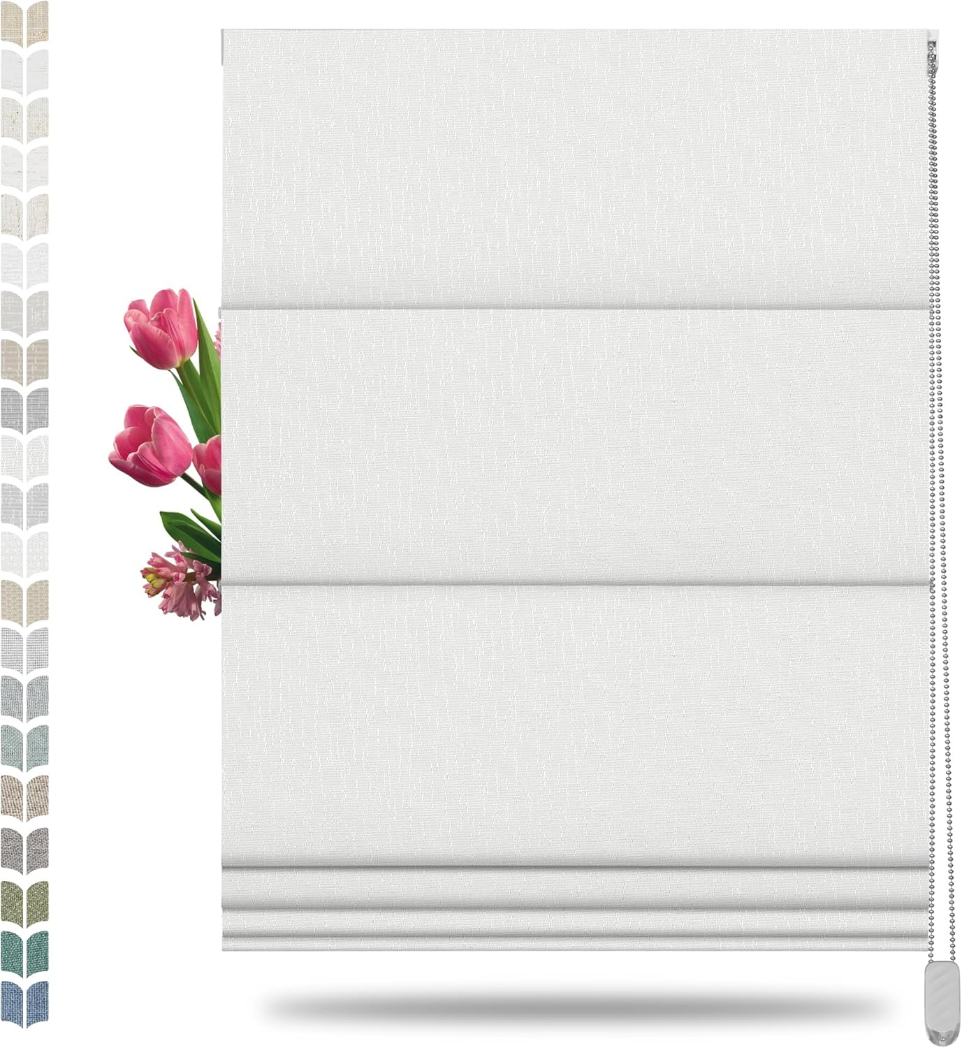 BERISSA Blackout Roman Shades for Windows, Pearl White 57in W