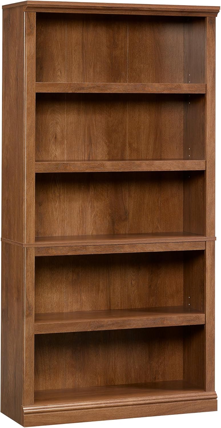 5-Shelf Bookcase in Oiled Oak Finish for Stylish Storage