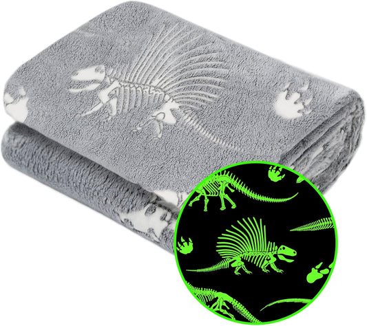 Soft Blanket Dinosaur Fleece for Kids - Cozy Glow in the Dark
