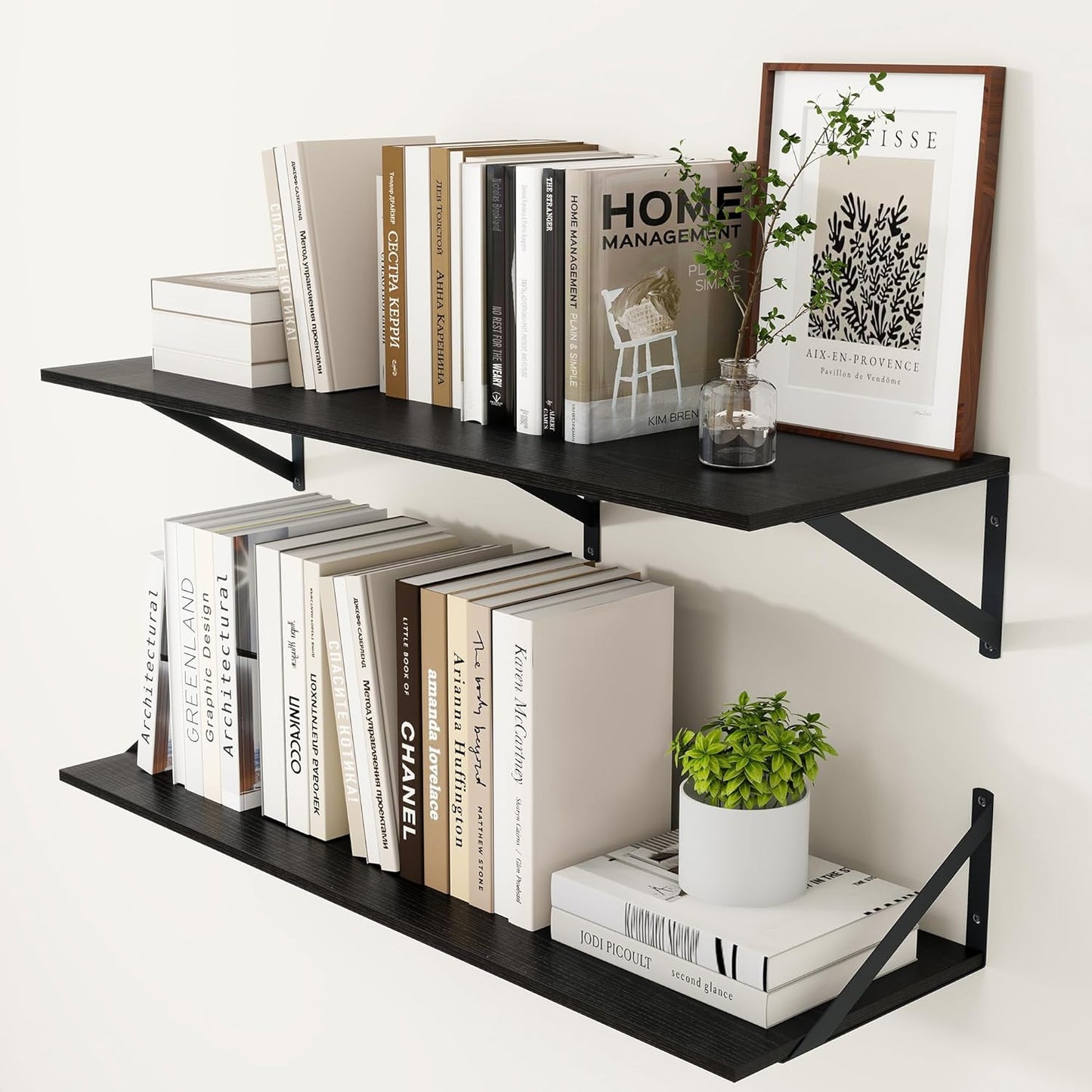 Heimlove Black Deep Floating Shelves for Stylish Home Storage