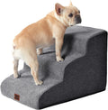 Curved Dog Stairs Ramp for Small Dogs 15.7 in 3-Step - Soft Grey Foam