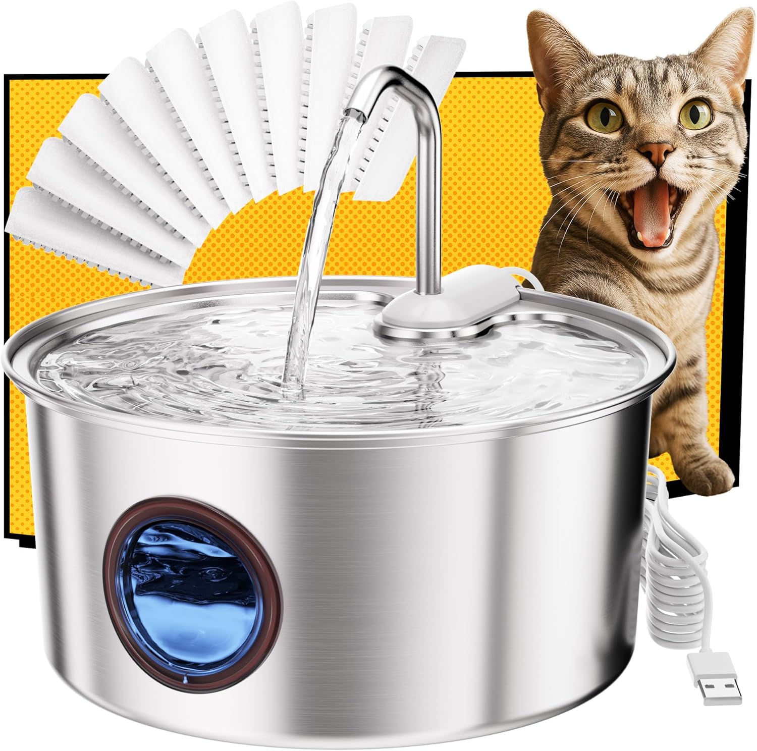 Cat Water Fountain Stainless Steel 108oz for Healthy Hydration
