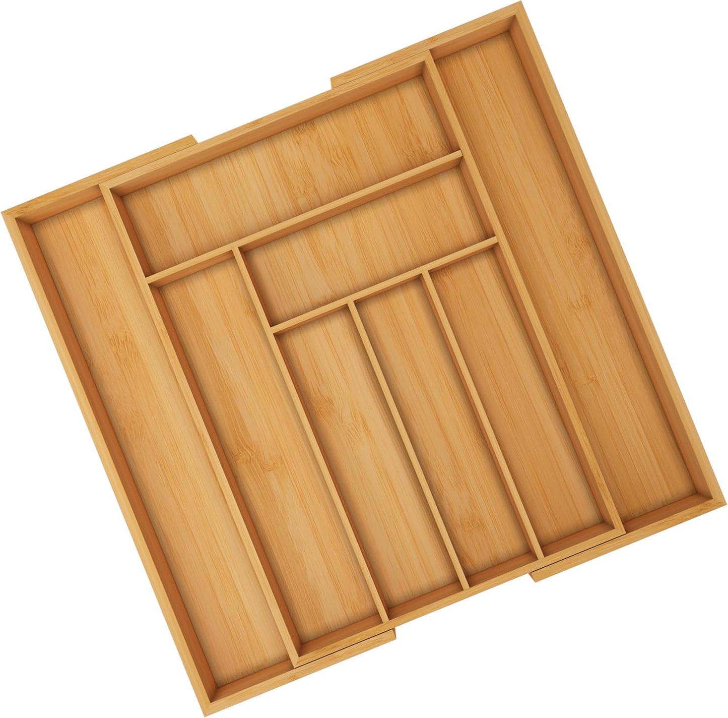 Expandable Bamboo Silverware Organizer for Kitchen Utensils