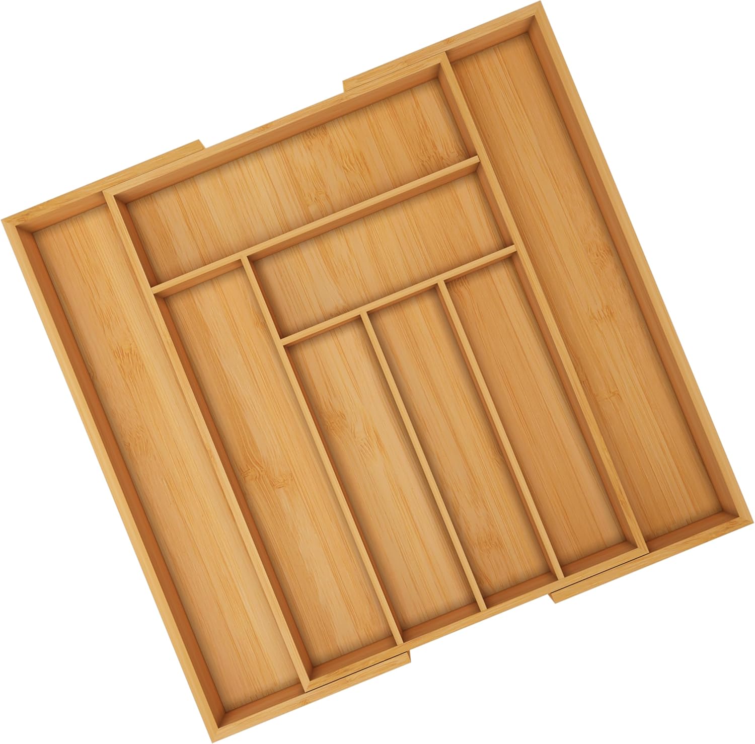 Expandable Bamboo Silverware Organizer for Kitchen Utensils