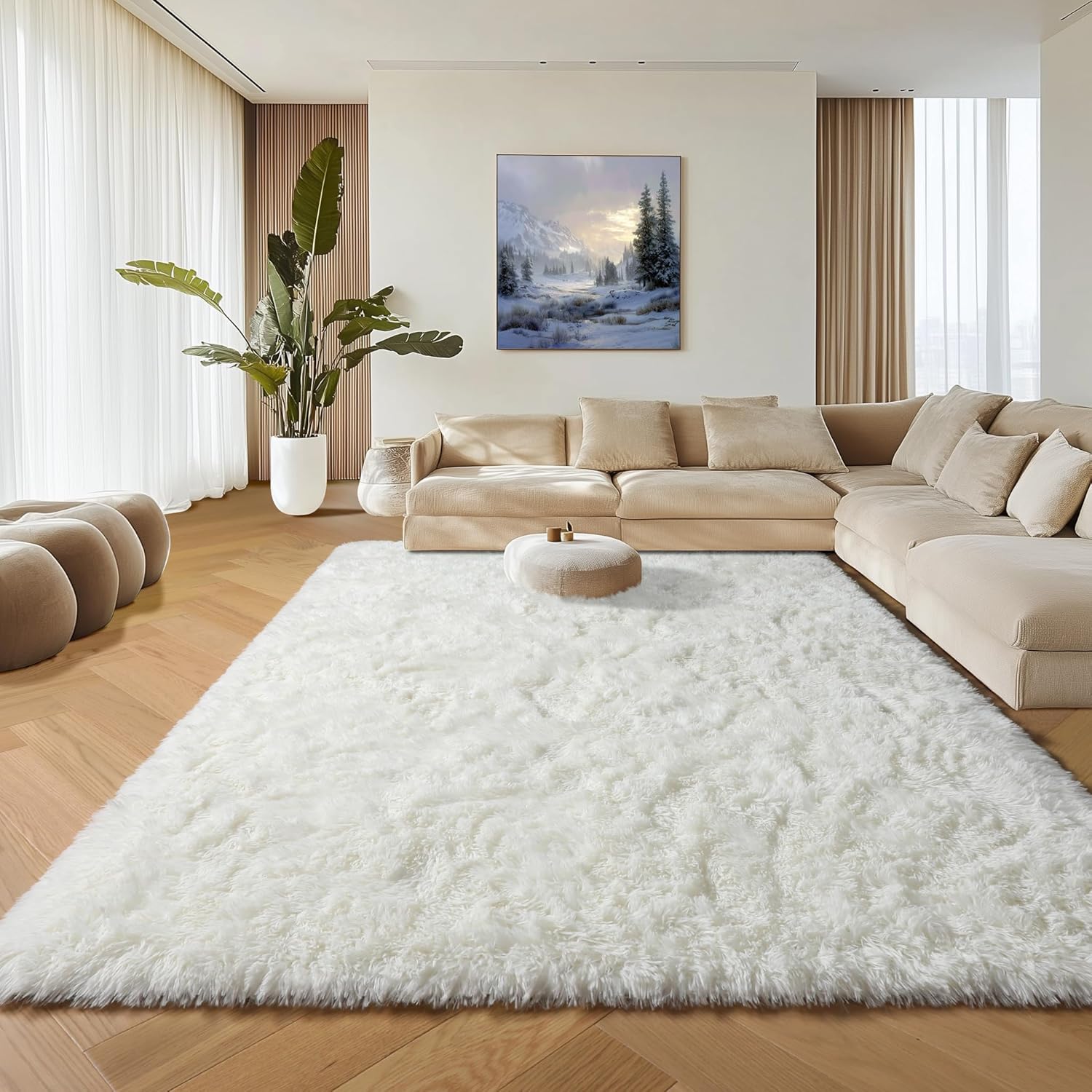 ONASAR Cream White 8x10 Area Rugs for Living Room and Bedroom