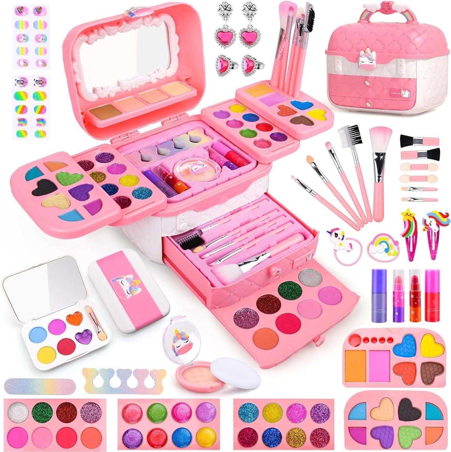 Unicorn Princess Makeup Kit for Little Girls 5-8 Years - 80 pcs